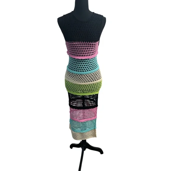 NWT! PQ Swim Midnight Perry Crochet Knit Maxi Dress  - Size XS/S - Picture 5 of 9